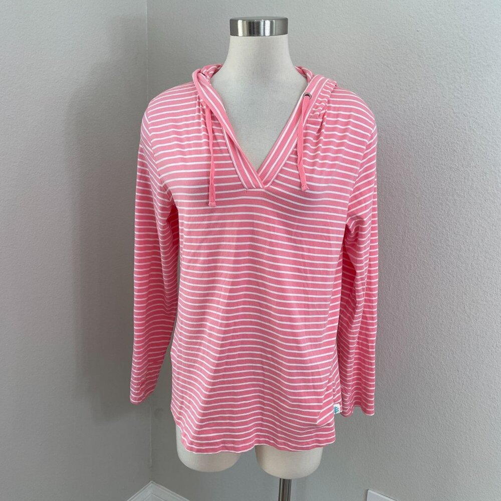 Coolibar Womens‎ Medium Catalina Hoodie Tunic Top UPF 50+ Stripe Sun Protection